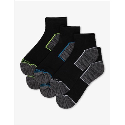 MENS 6PK BLACK TIPPED QUARTER CREW SOCKS