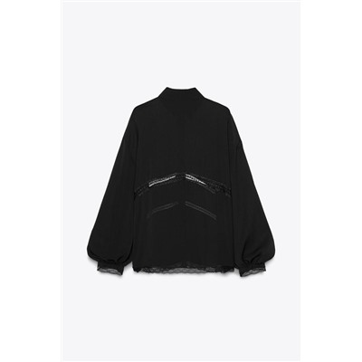 FLOWING SHIRT WITH LACE TRIM