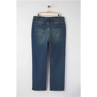 Mavi Yüksek Bel Straight Fit Denim Büyük Beden Jeans TBBSS24CJ00051