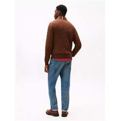Cable Knit Mockneck Quarter-Zip Sweater