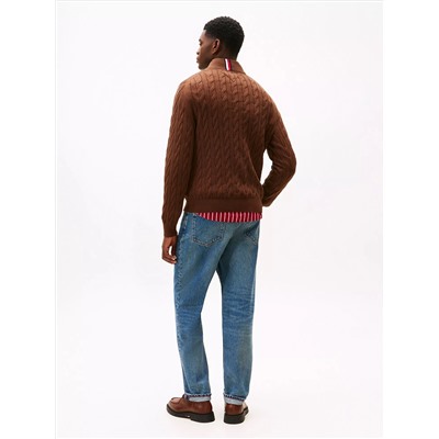 Cable Knit Mockneck Quarter-Zip Sweater