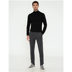 Siyah Slim Fit Balıkçı Yaka Basic Triko Kazak
