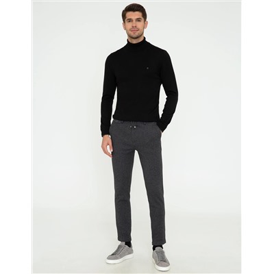 Siyah Slim Fit Balıkçı Yaka Basic Triko Kazak