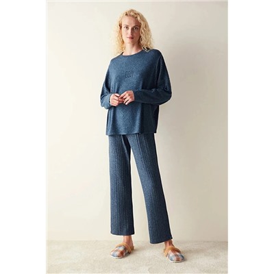 Penti Konforlu Uzun Kollu Pantolon Lacivert Pijama Takımı PNYBTJ3Q23SK-NV14