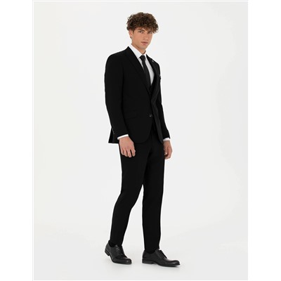 Yelekli Siyah Ekstra Slim Fit Takım Elbise