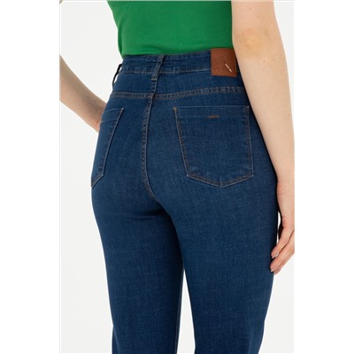 Kadın Mavi Slim Flare Fit Jean Pantolon