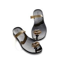 Сандалии Zhoelala KISS (золотой глиттер+черный)/ Zhoelala KISS (BLACK+gold glitter)