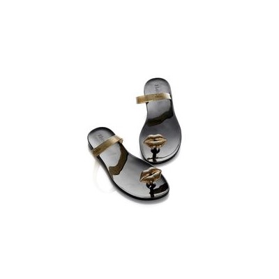 Сандалии Zhoelala KISS (золотой глиттер+черный)/ Zhoelala KISS (BLACK+gold glitter)