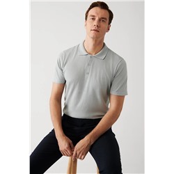 Avva Erkek Gri Pamuklu Polo Yaka Standart Fit Normal Kesim Ince Triko T-shirt E005012
