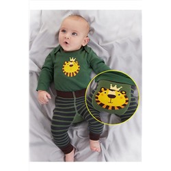 Denokids Aslan Erkek Bebek Body Tayt-Pantolon Takım Haki CFF-22S1-169