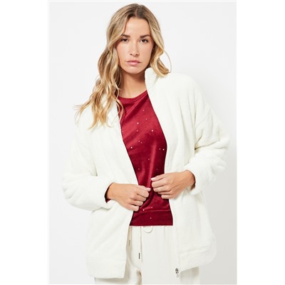 Chaqueta de pijama polar - Blanco