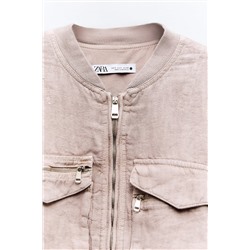 LINEN BOMBER JACKET WITH POCKETS