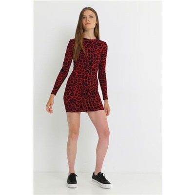 Vestido corto slim leopardo