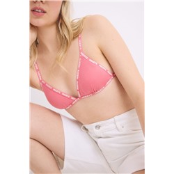 Sujetador triangular algodón copas extraíbles rosa