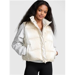 High Shine Marshmallow Puffer Vest by PINK