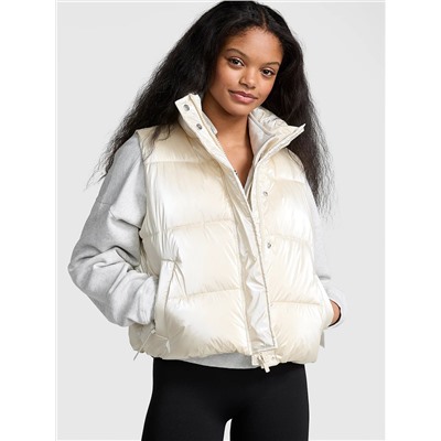High Shine Marshmallow Puffer Vest by PINK