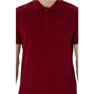 Erkek Slim Fit Polo Yaka Bordo Basic Tişört