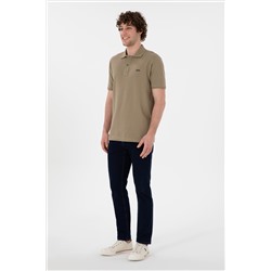 Erkek Regular Fit Polo Yaka Haki Basic Tişört