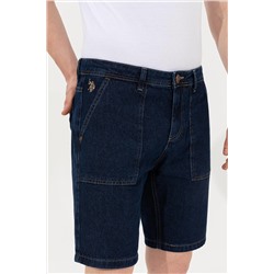 Erkek Koyu Mavi Jean Şort