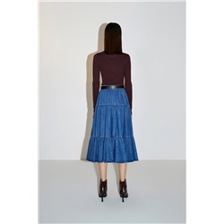 Falda midi vaquera Azul