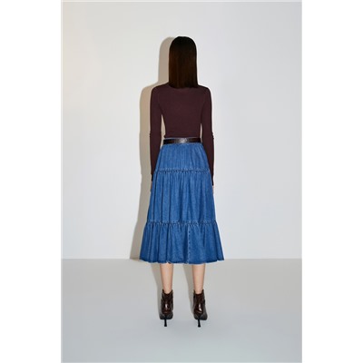 Falda midi vaquera Azul