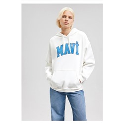 MaviLogo Baskılı Kapüşonlu Beyaz Sweatshirt 1600361-81964