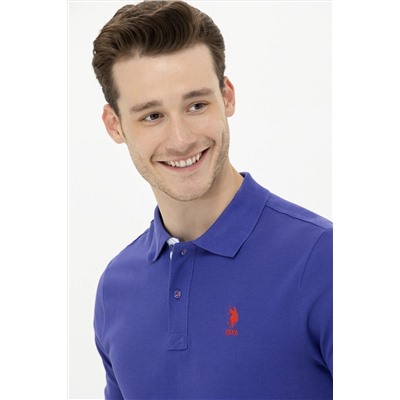 Erkek Mavi Basic Polo Yaka Tişört