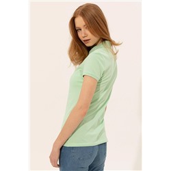 Kadın Mint Basic Polo Yaka Tişört