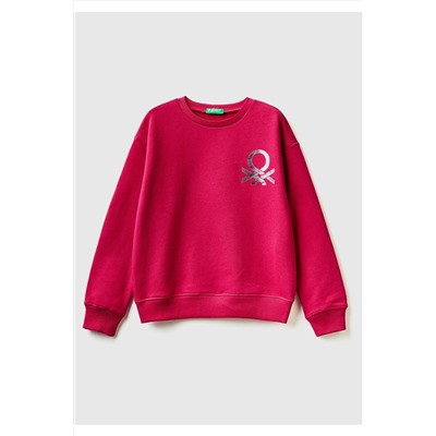 United Colors of BenettonKız Çocuk YESIL Benetton Logolu Sweatshirt Fuşya