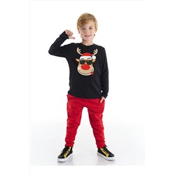 Denokids Yılbaşı Geyik Erkek Çocuk T-shirt Pantolon Takım CFF-22K1-065