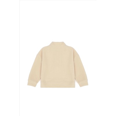 Kız Çocuk Krem Polarlı Polo Yaka Sweatshirt