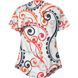 UA Cartwheels White Snap Front Print Scrub Top