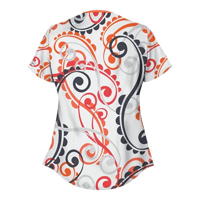 UA Cartwheels White Snap Front Print Scrub Top