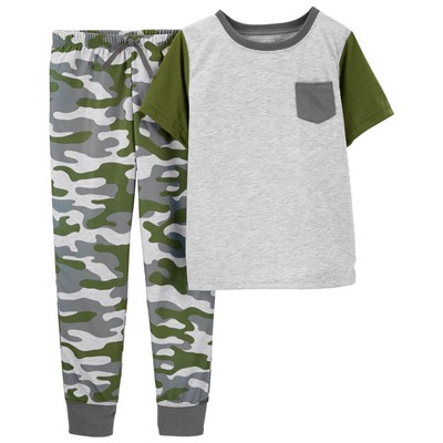 2-Piece Camo Cotton & Fleece PJs