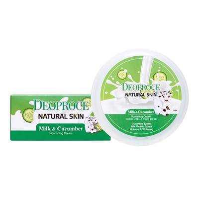 DEOPROCE NATURAL SKIN NOURISHING CREAM MILK CUCUMBER Питательный крем для лица и тела с экстрактом огурца и молока 100г