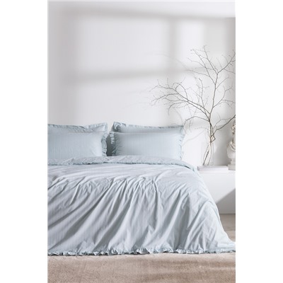 Julien King Size %100 Pamuk Fırfırlı Nevresim Takımı - Açık Mavi