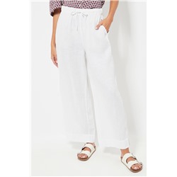 Pantalón recto de lino - Blanco