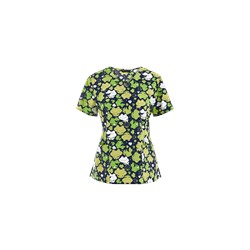 Zoe + Chloe Scrubs Just Hopping Around V-Neck Print Top