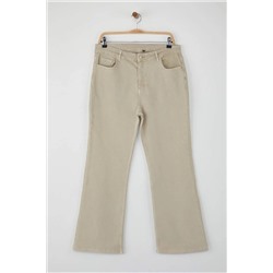 Bej Yüksek Bel Comfort İspanyol Paça Flare Fit Jeans TBBAW23JE00001