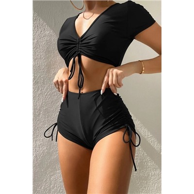 Angelsin, Özel Tasarım Yarım Kol Büzgü Detaylı Bikini Üstü