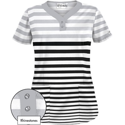 UA Seeing Stripes Silver Scrub Top