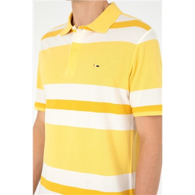 Erkek Regular Fit Polo Yaka Sarı Tişört