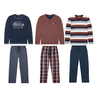 LIVERGY Herren Pyjama, mit Baumwolle