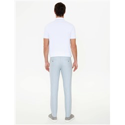 Açık Mavi Slim Fit Beli Lastikli Kanvas Pantolon
