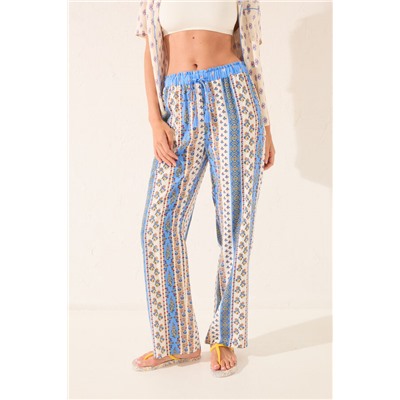 Pantalón largo viscosa cenefas multicolor
