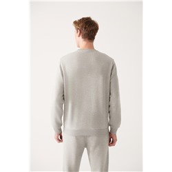 Gri Bisiklet Yaka İçi Polarlı 3 İplik Pamuklu Regular Fit Standart Kesim Unisex Sweatshirt