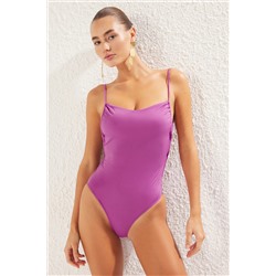 TRENDYOLMİLLA Mor Straplez Sırt Dekolteli Regular Mayo TBESS25MA00020