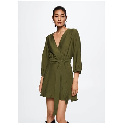 Vestido satinado lazo  -  Mujer | MANGO OUTLET España