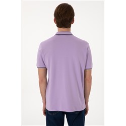 Erkek Regular Fit Polo Yaka Lila Basic Tişört