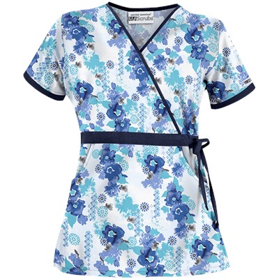 UA Floral Zen Navy Print Scrub Top